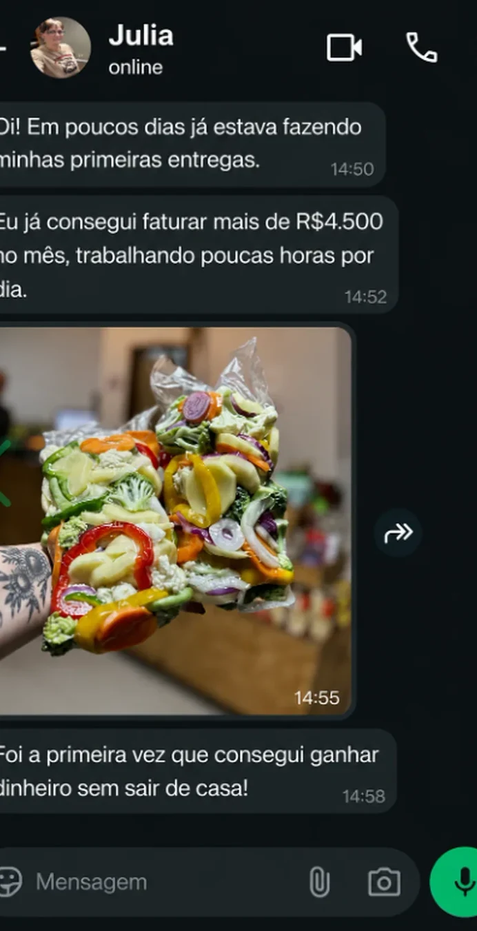 Print de conversa no WhatsApp — Julia