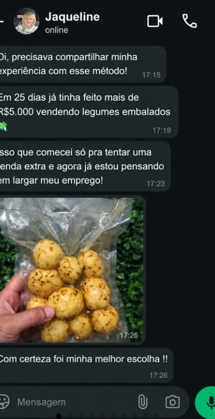 Print de conversa no WhatsApp — Jaqueline
