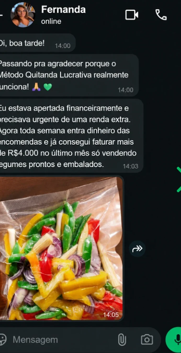 Print de conversa no WhatsApp — Fernanda