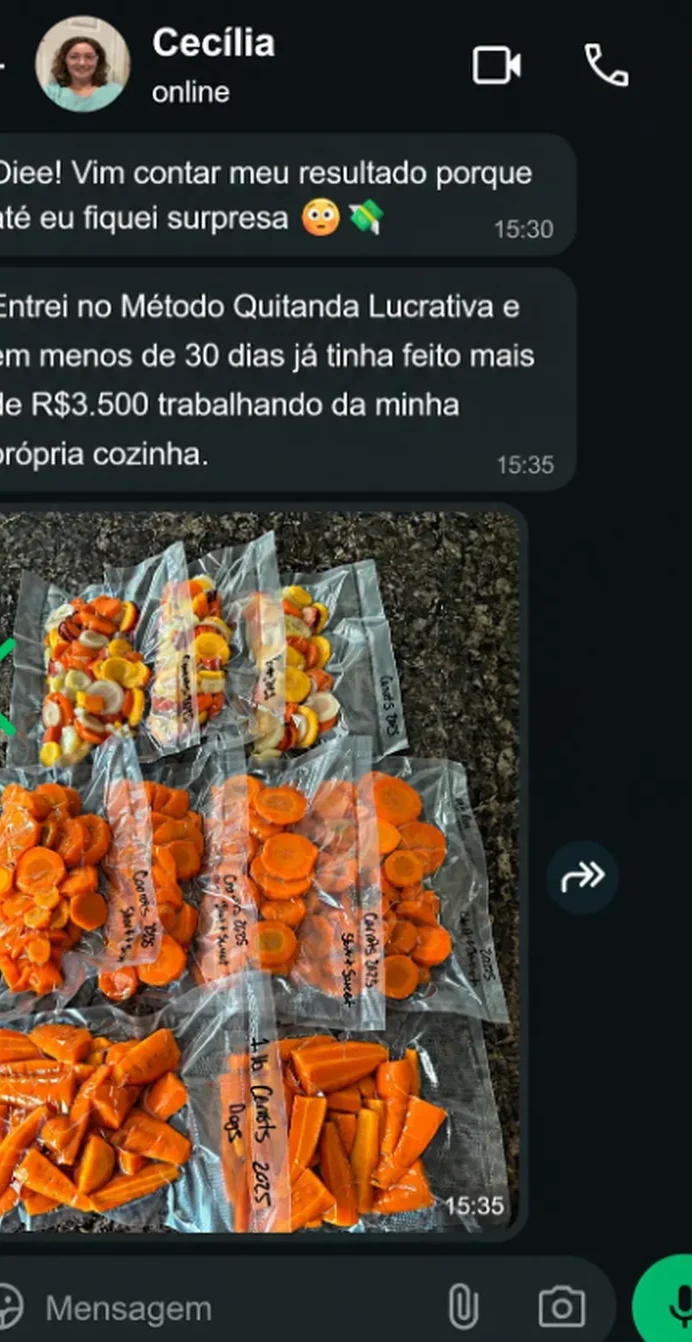 Print de conversa no WhatsApp — Cecília