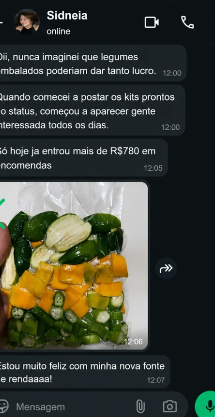 Print de conversa no WhatsApp — Sidneia