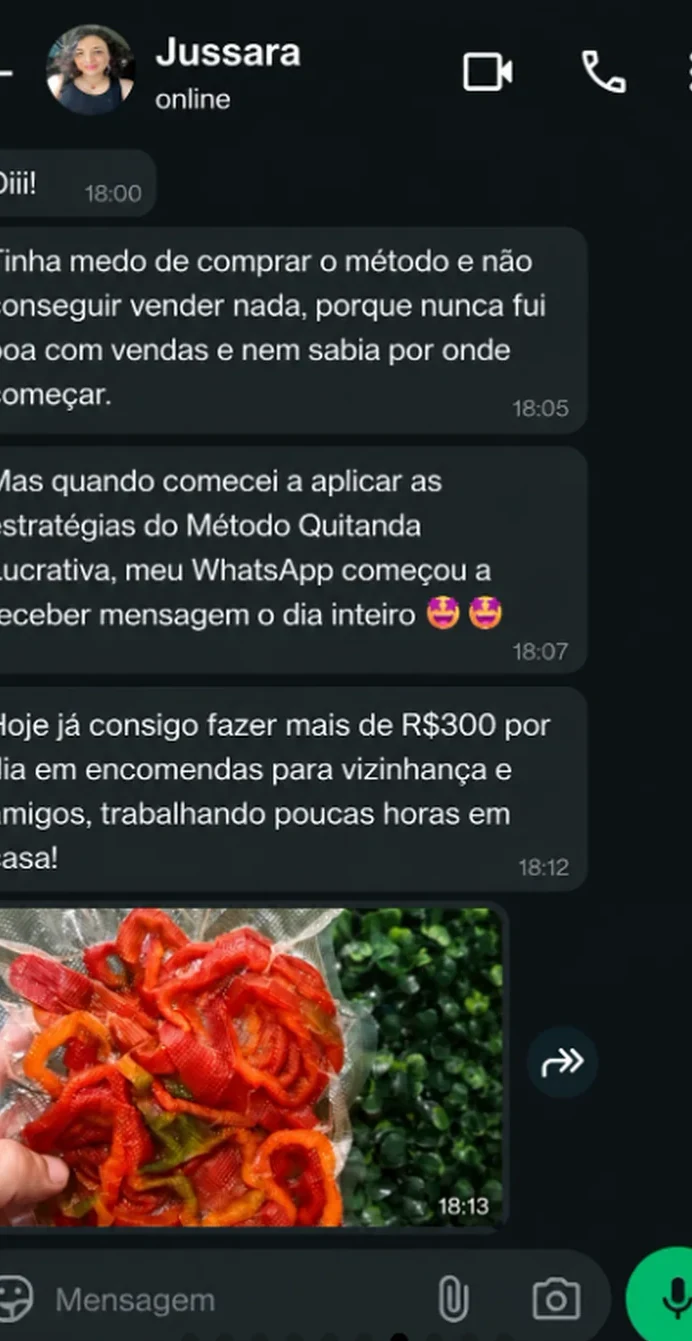 Print de conversa no WhatsApp — Jussara