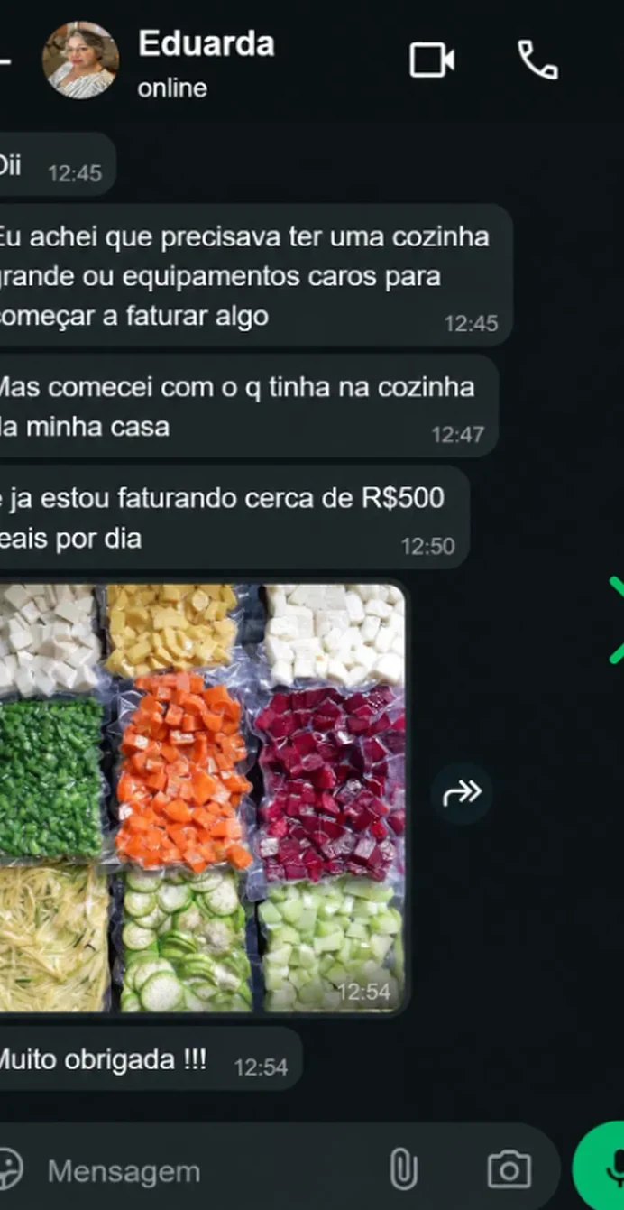Print de conversa no WhatsApp — Eduarda