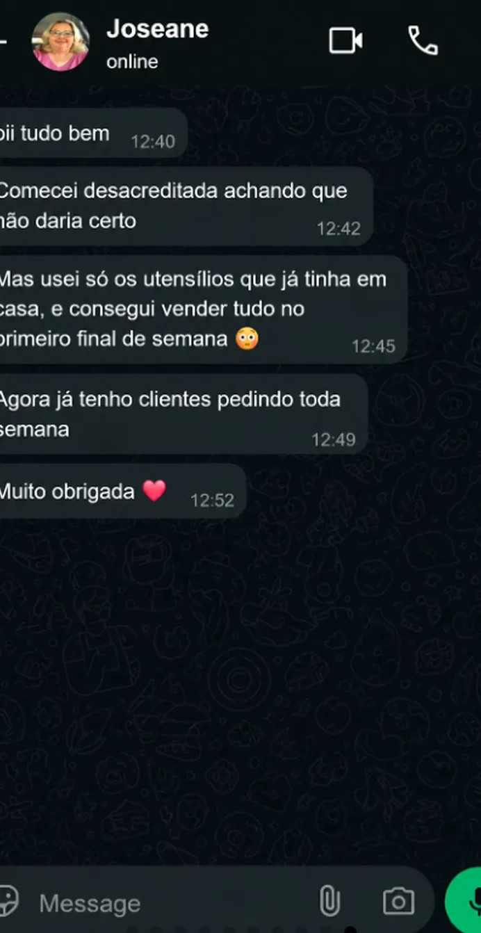 Print de conversa no WhatsApp — Joseane