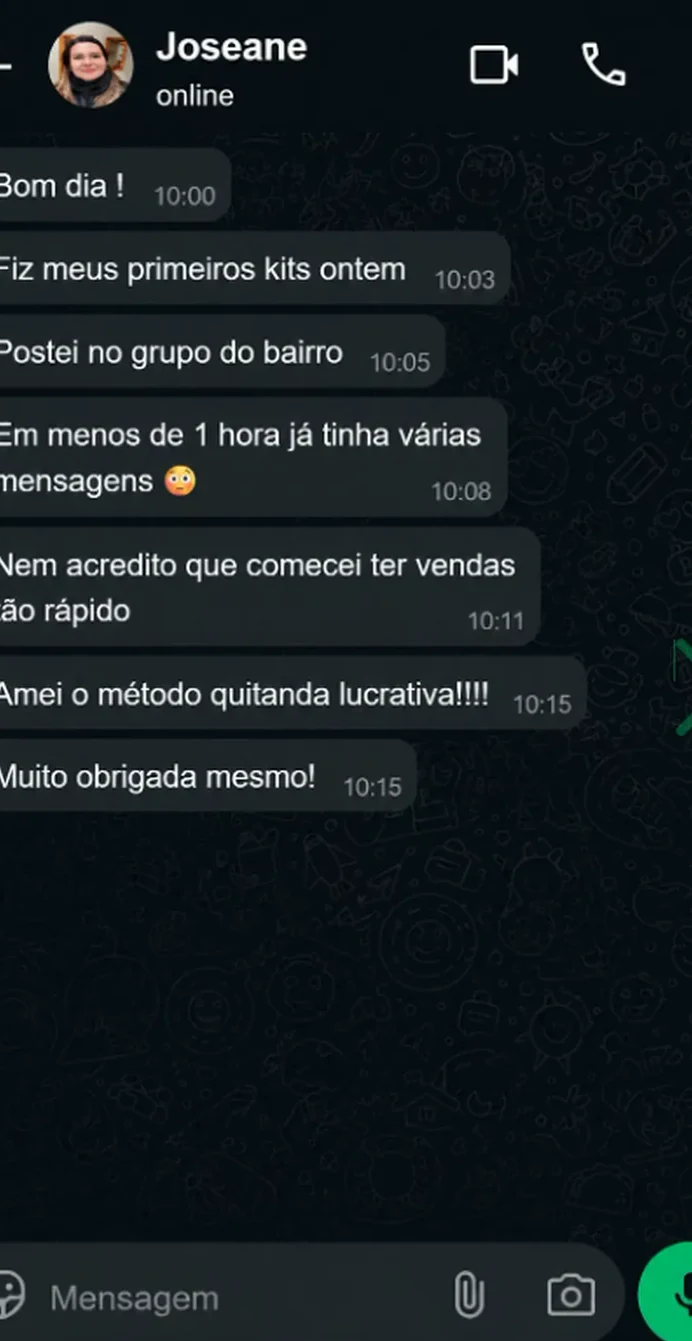 Print de conversa no WhatsApp — Joseane